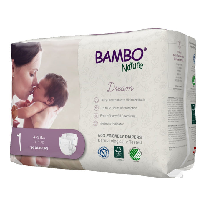 Bambo Nature Dream Eco - Friendly Baby Diapers, Size 1 - 1000016923-Pack - LL Medico
