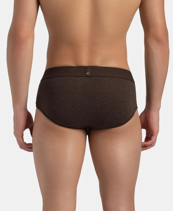 Bamboo Cotton Elastane Stretch Breathable Mesh Brief with StayDry Treatment - Java Melange