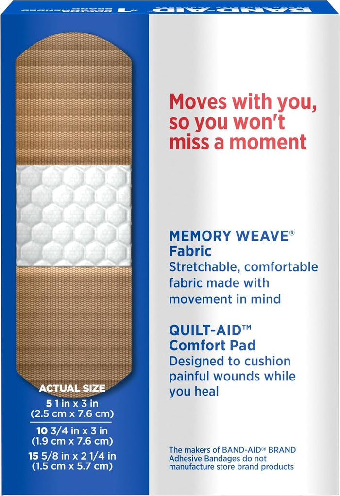 Band-Aid Flexible Fabric Tan Adhesive Strip, Assorted Sizes