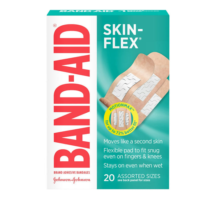 Band-Aid Skin-Flex Adhesive Bandages, Sterile, Assorted Sizes, Box of 20