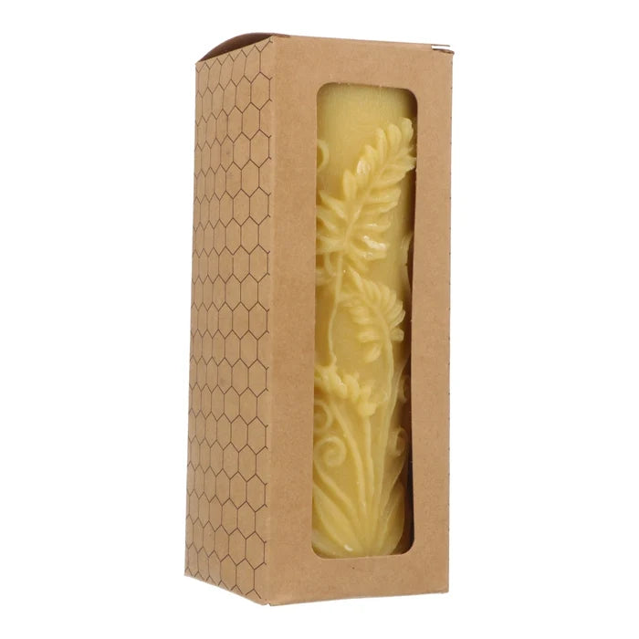 Bens Bees Beeswax Candle - Fern Motif (approx. 22 hours burn time)