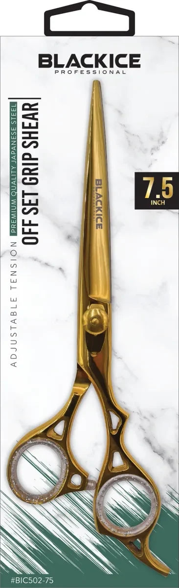 Black Ice Professional Stylish Gold Off Set Grip Shear 7.5"