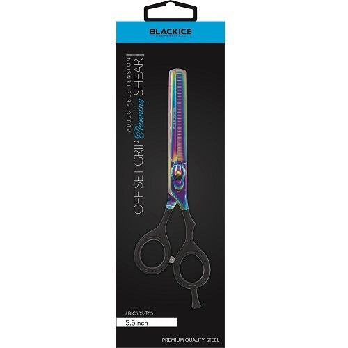 Black Ice Professional Stylish Off Set Grip Holo & Black 5.5" Thinning Shear