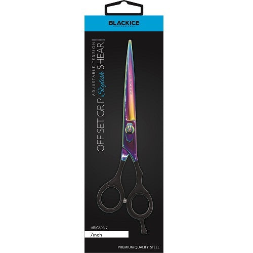 Black Ice Professional Stylish Off Set Grip Holo & Black 7" Shear
