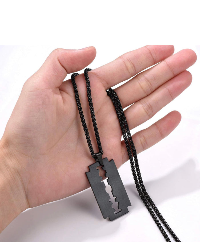 Black Razor Blade Necklace