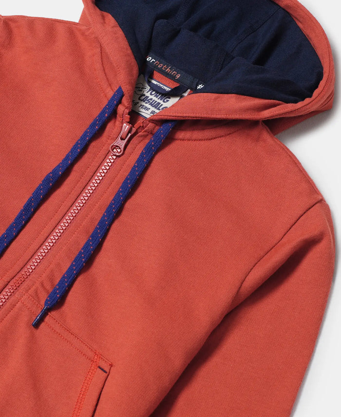Super Combed Cotton French Terry Graphic Printed Hoodie Jacket - Cinnabar-3