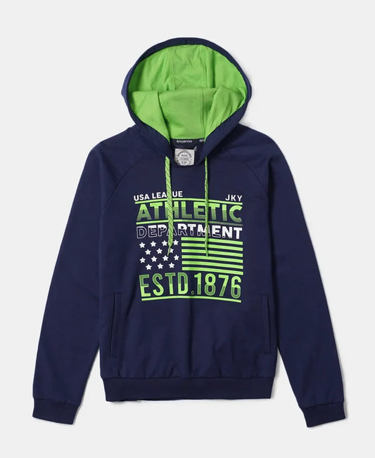 Super Combed Cotton French Terry Graphic Printed Hoodie Sweatshirt - Dark Indigo Den-1