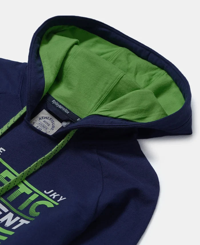 Super Combed Cotton French Terry Graphic Printed Hoodie Sweatshirt - Dark Indigo Den-3