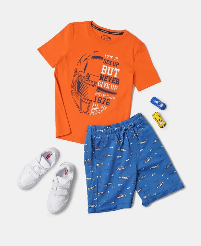 Super Combed Cotton Graphic Printed Half Sleeve T-Shirt - Golden Poppy-4