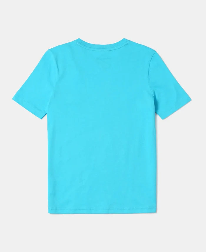 Super Combed Cotton Graphic Printed Half Sleeve T-Shirt - Scuba Blue Printed-2