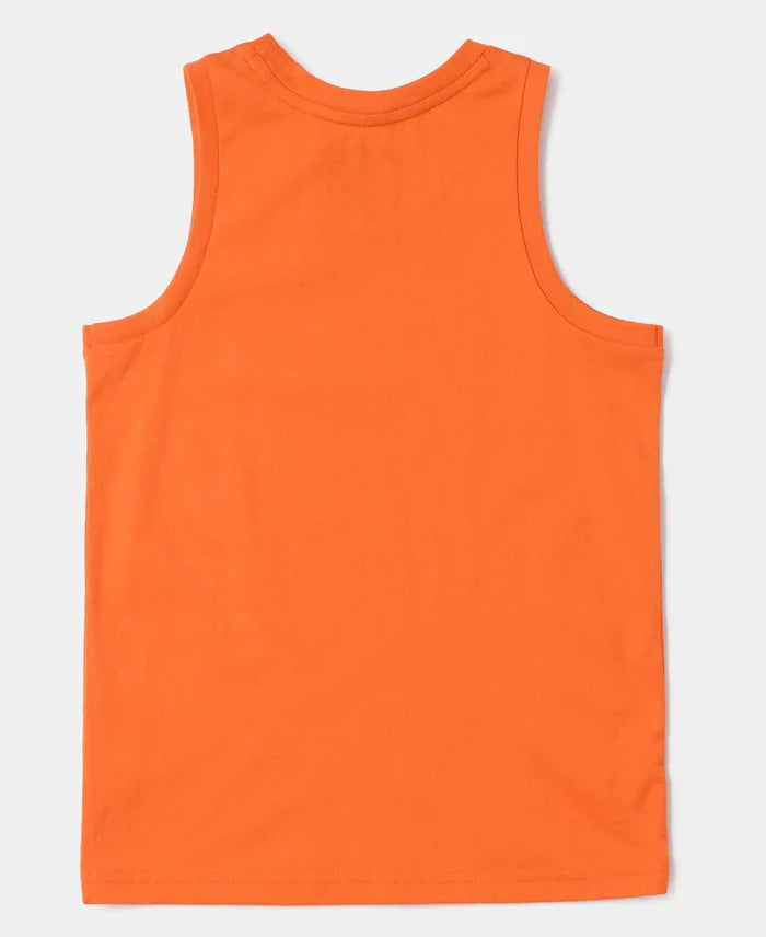 Super Combed Cotton Graphic Printed Tank Top - Golden Poppy-2