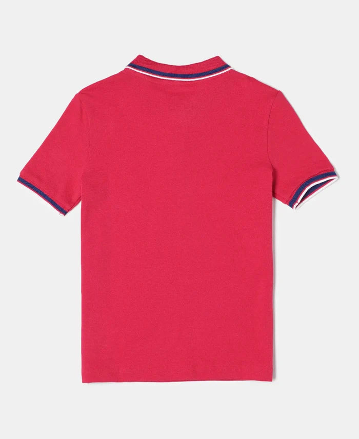 Super Combed Cotton Rich Graphic Printed Half Sleeve Polo T-Shirt - Team Red-2