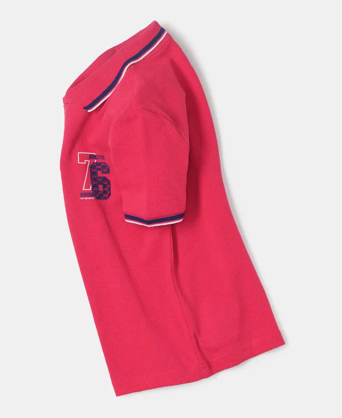 Super Combed Cotton Rich Graphic Printed Half Sleeve Polo T-Shirt - Team Red-4