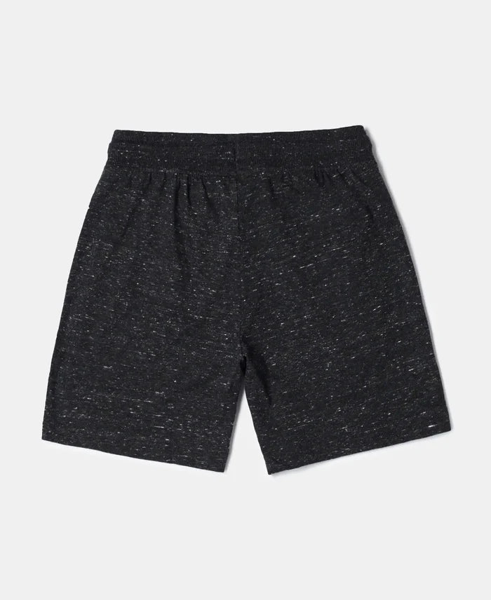 Super Combed Cotton Rich Graphic Printed Shorts - Black Snow Melange-2