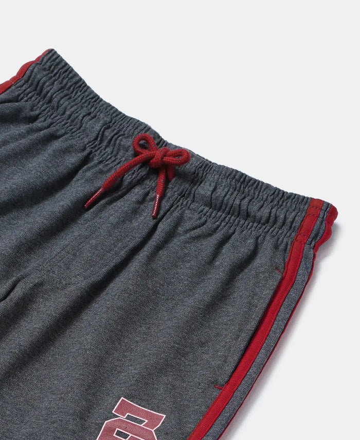 Super Combed Cotton Rich Graphic Printed Shorts with Contrast Side Taping - Charcoal Melange-3