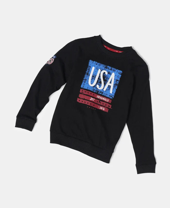 Super Combed Cotton Rich Graphic Printed Sweatshirt - Black-5