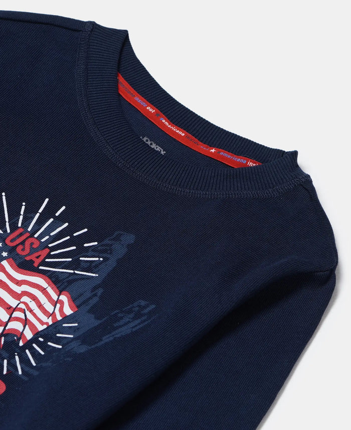 Super Combed Cotton Rich Graphic Printed Sweatshirt - Navy-3