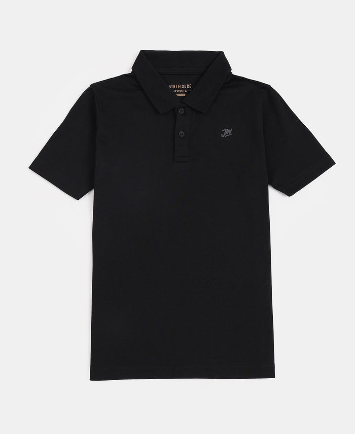 Boy's Super Combed Cotton Rich Regular Fit Polo T-Shirt - Black