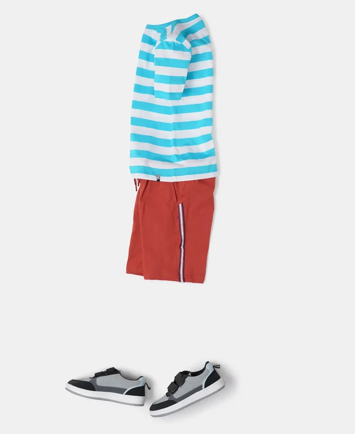Super Combed Cotton Striped Half Sleeve T-Shirt - Assorted-4
