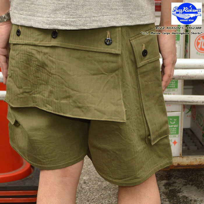 BUZZ RICKSON'S "BR52388" U.S. Marine Corps Herringbone Shorts