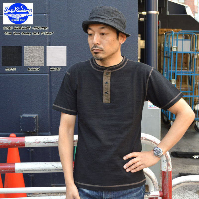 BUZZ RICKSON'S "BR79192" Slub Yarn Henley Neck T-Shirt