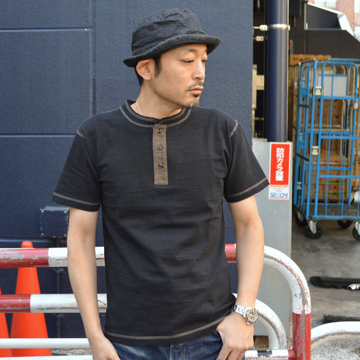 BUZZ RICKSON'S "BR79192" Slub Yarn Henley Neck T-Shirt