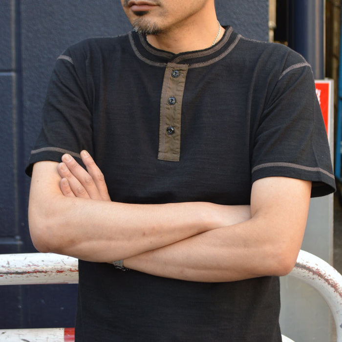 BUZZ RICKSON'S "BR79192" Slub Yarn Henley Neck T-Shirt