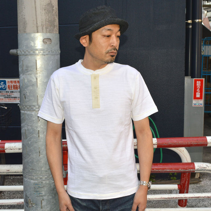 BUZZ RICKSON'S "BR79192" Slub Yarn Henley Neck T-Shirt