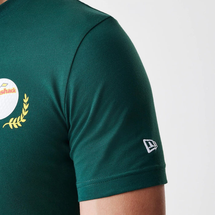 The Male model is wearing Caddyshack It's In The Hole Dark Green T-Shirt 5