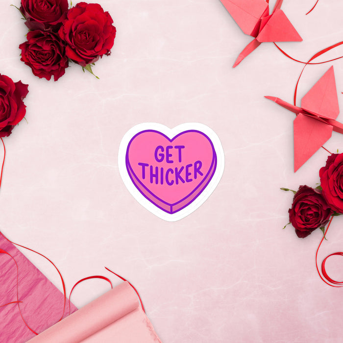 Candy Heart Body Positive Sticker | Durable Vinyl Decal | Worldwide Shipping | Self-Love Gift | Get Thicker