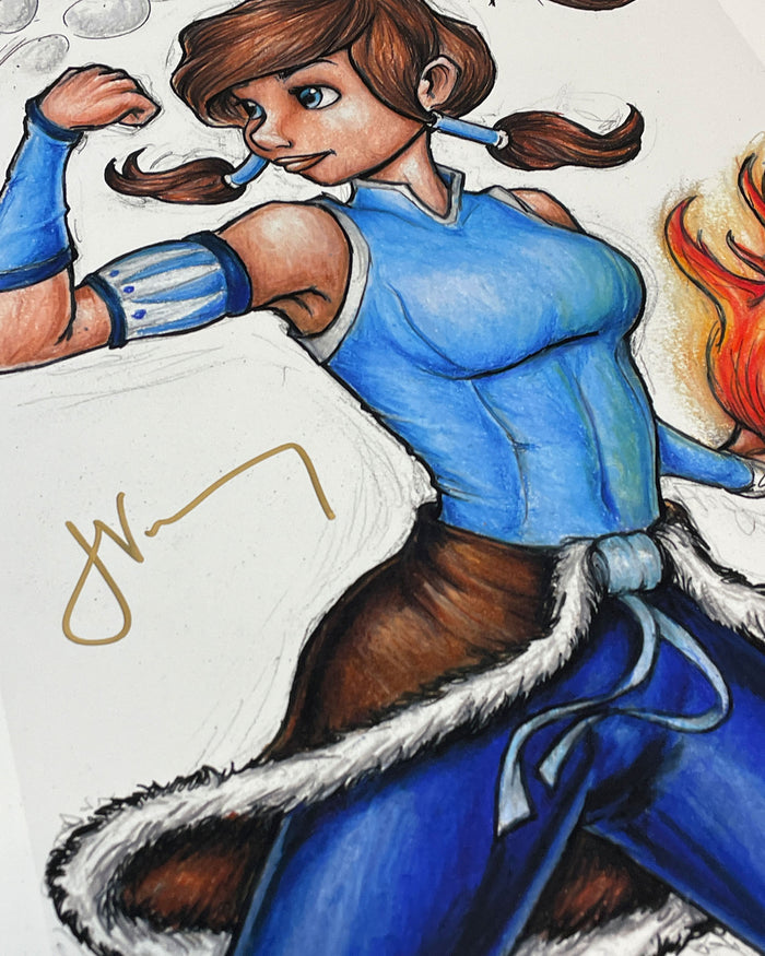 Channeling Raava Sketch Print - Janet Varney Autographed (Authenticated)