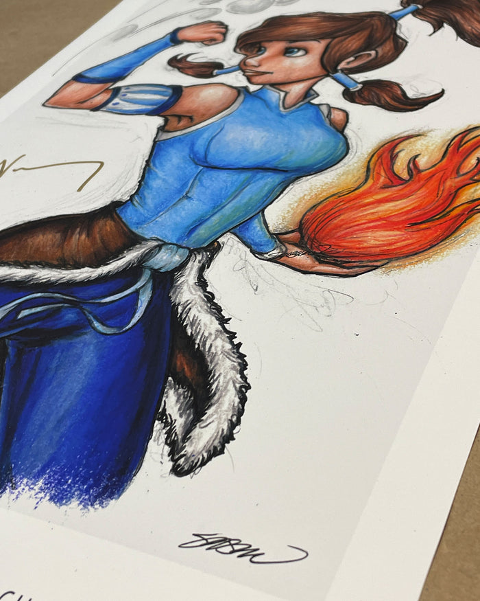 Channeling Raava Sketch Print - Janet Varney Autographed (Authenticated)