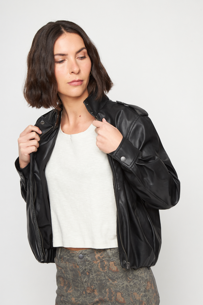 Chaqueta Maite PU Reciclada Negra Mujer