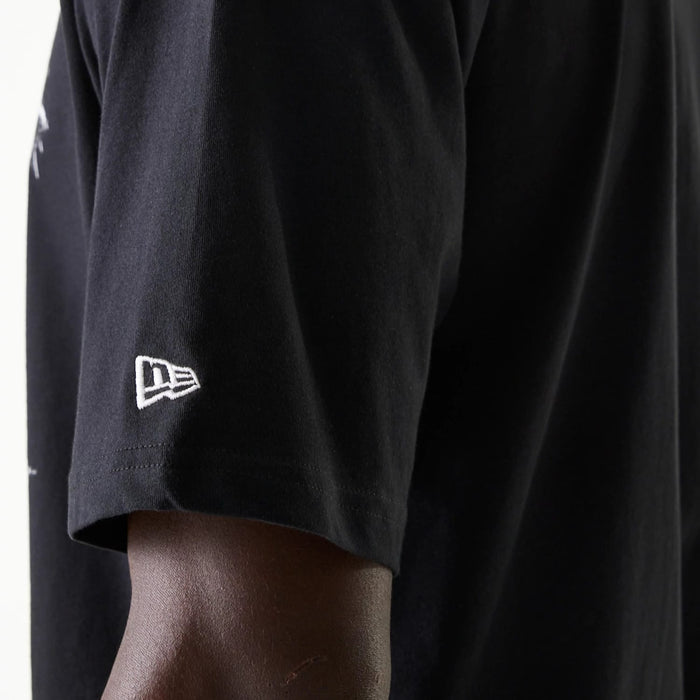 The Male model is wearing Chicago Bulls NBA Palm Tree Black Oversized T-Shirt 6