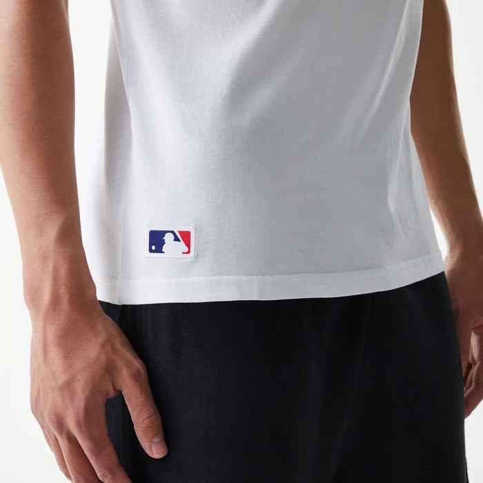 The Male model is wearing Chicago Cubs MLB Regular White T-Shirt 5