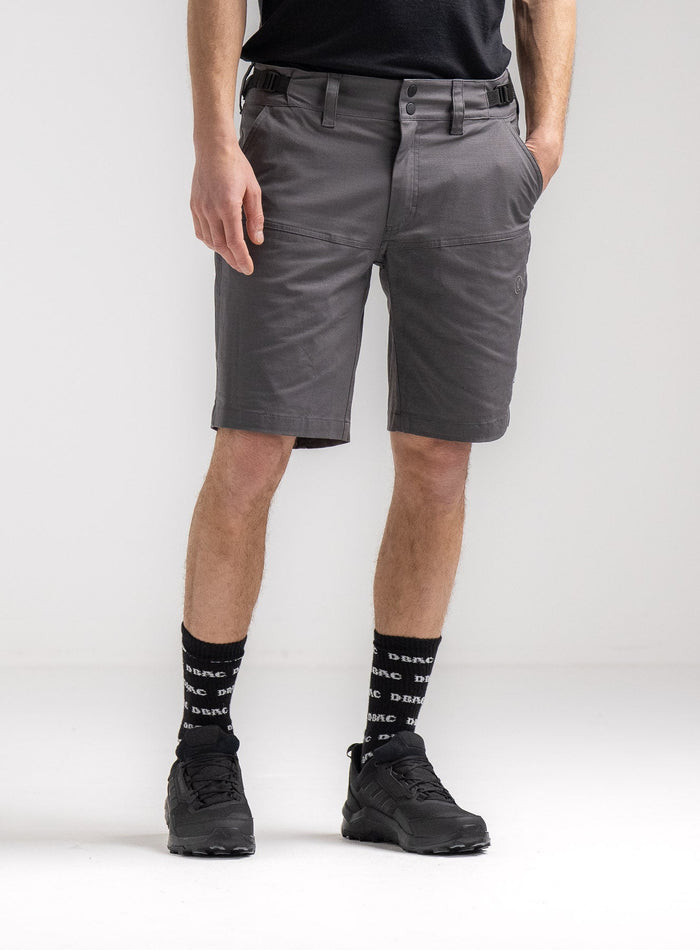 Rudie Is 6ft 2" And Wears Size: M | Hem Studio Image Of Model Wearing Command Shorts In Grey (SS Model)