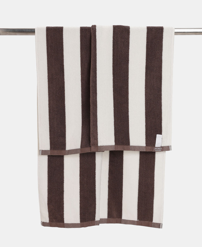 Cotton Terry Ultrasoft and Durable Striped Bath Towel with Hanger Loop - Deep Taupe