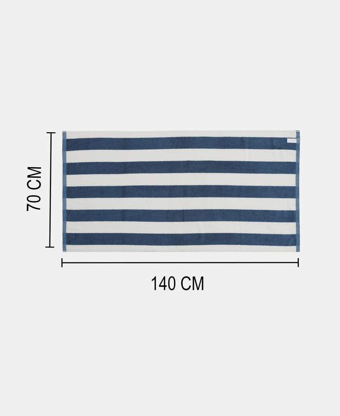 Cotton Terry Ultrasoft and Durable Striped Bath Towel with Hanger Loop - Provincial Blue
