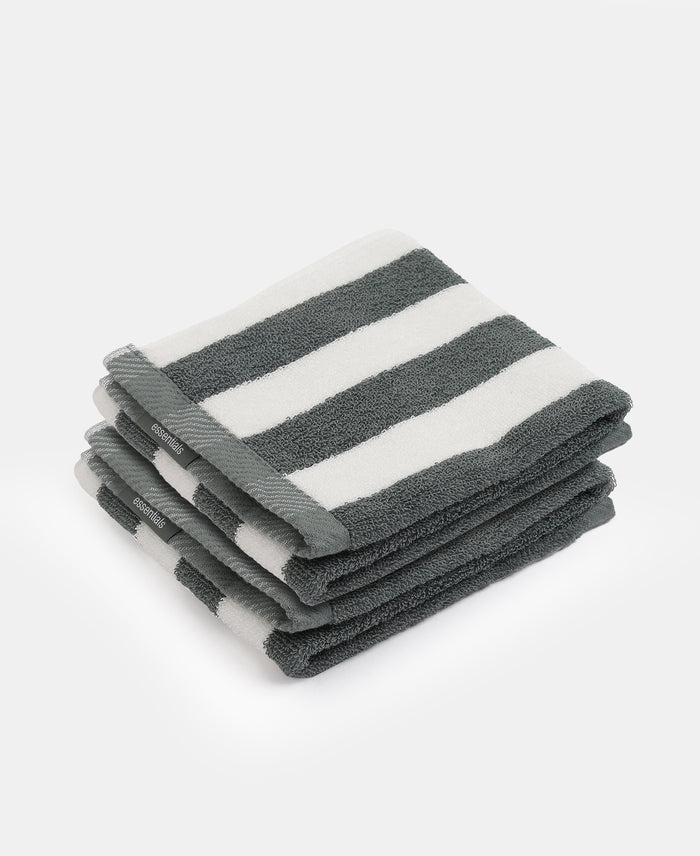 Cotton Terry Ultrasoft and Durable Striped Hand Towel with Hanger Loop - Balsam Green (Pack of 2)