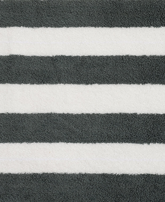 Cotton Terry Ultrasoft and Durable Striped Hand Towel with Hanger Loop - Balsam Green (Pack of 2)