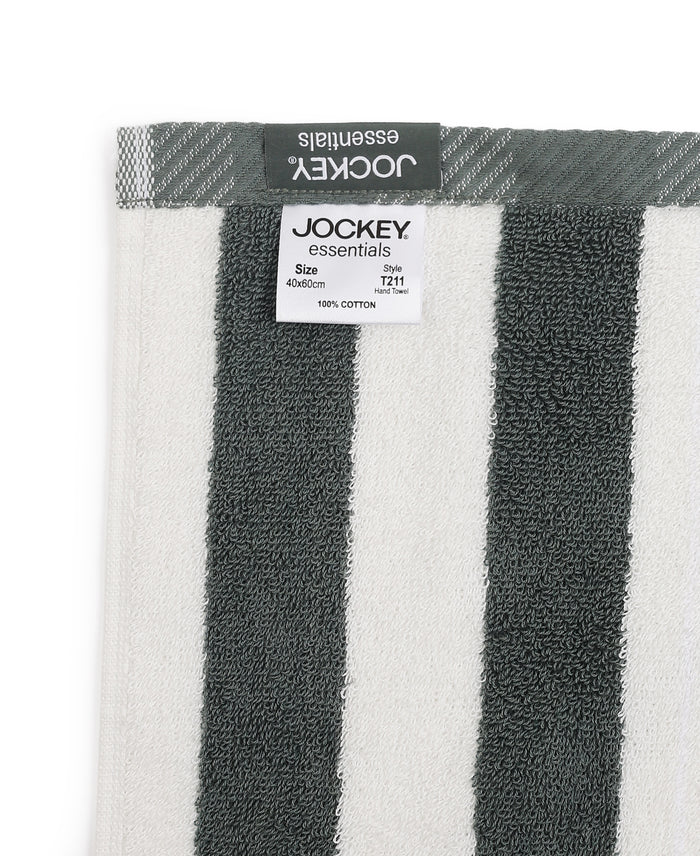 Cotton Terry Ultrasoft and Durable Striped Hand Towel with Hanger Loop - Balsam Green (Pack of 2)