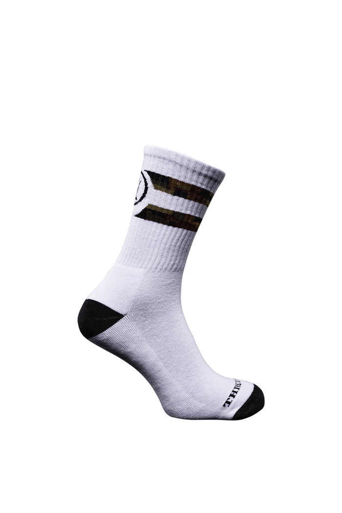 SM Cut of Out Crew Socks Camo In Optic White Camo (GM)