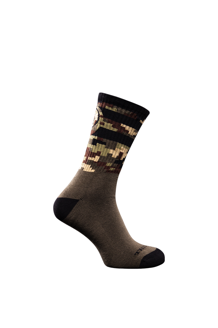 SM Cut of Out Crew Socks Camo In Khaki Camo (GM)