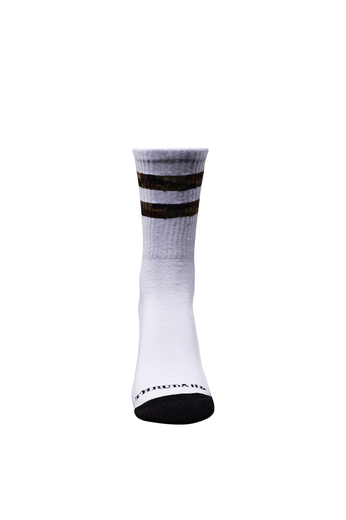 SM Cut of Out Crew Socks Camo In Optic White Camo (GM)