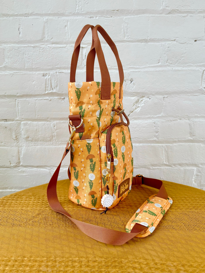 Dandelion Water Bottle Bag with Fidget Zipper Pull