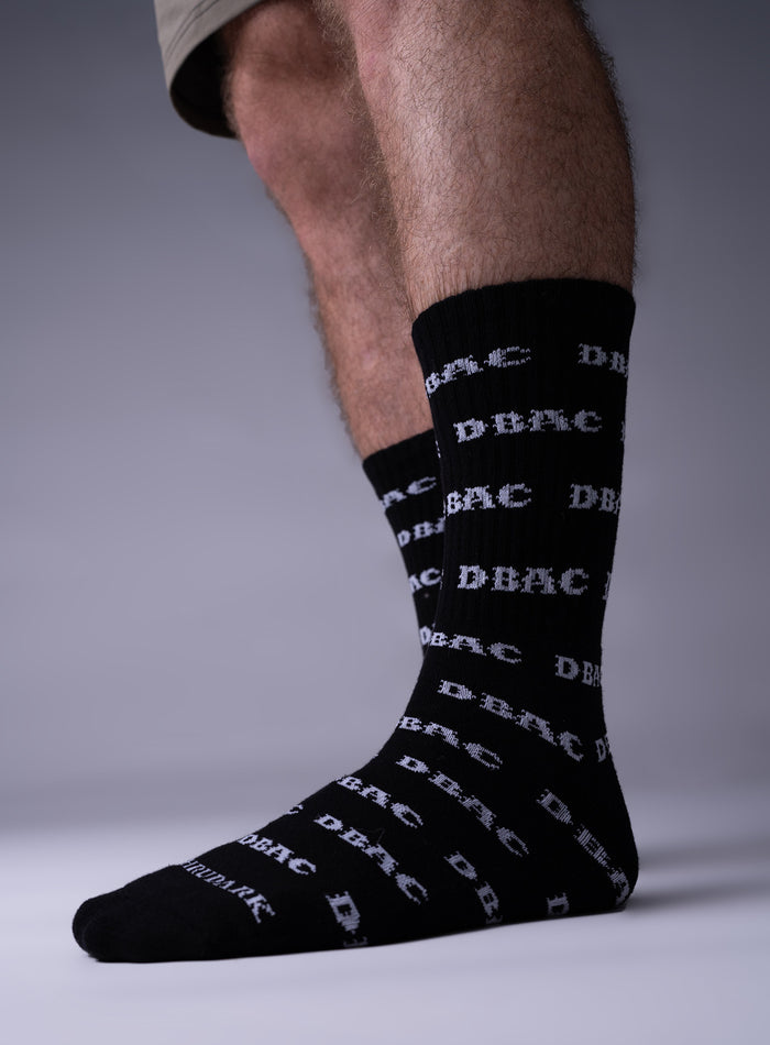 Studio Image Of Dbac Crew Socks In Obsidian Black (SS Model)