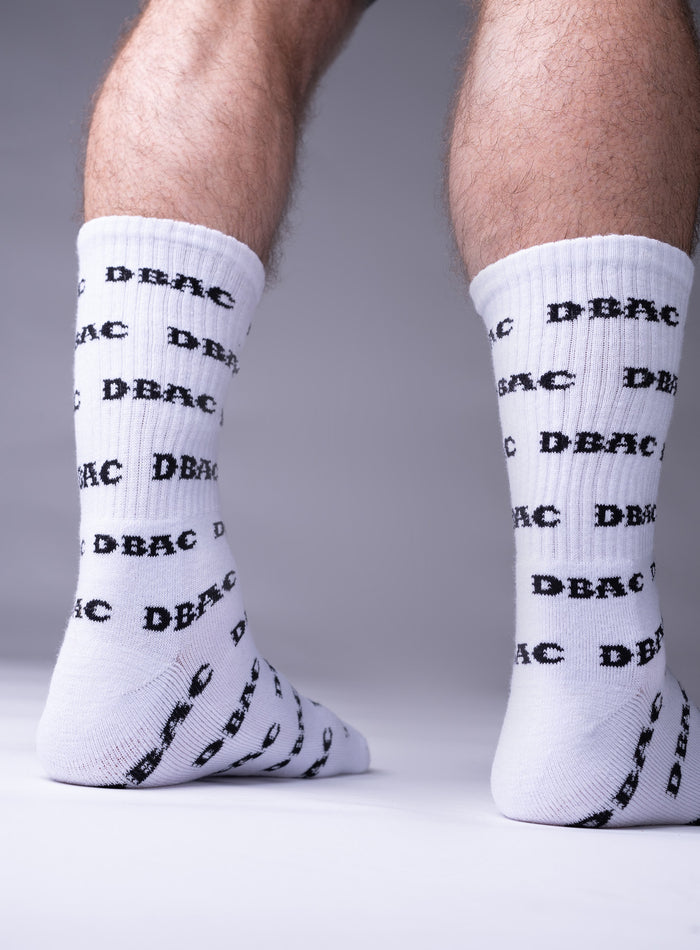 Studio Image Of Dbac Crew Socks In Optic White (SS Model)