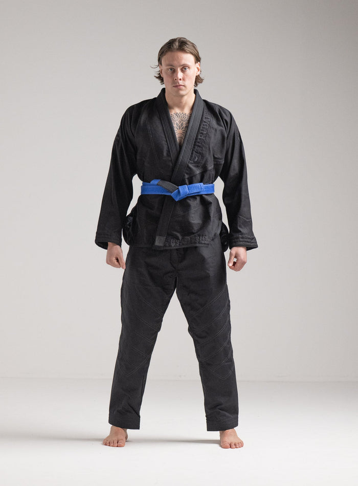 Angus Is 6ft 4" | Hem Studio Image Of Model Wearing Dbac Gi In Obsidian Black (SS Model)