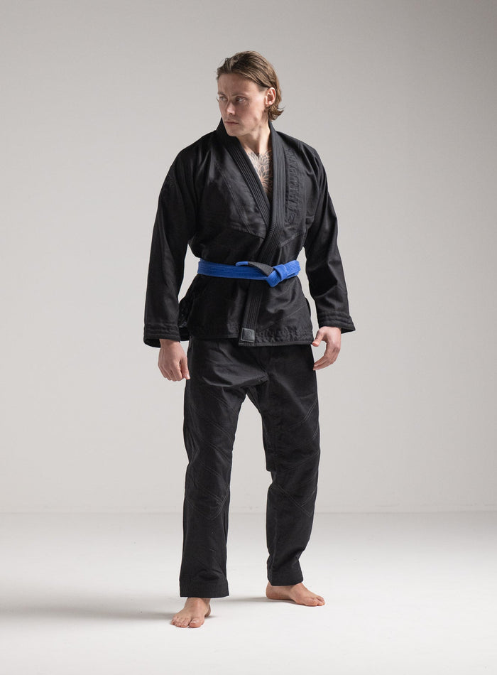 Angus Is 6ft 4" | Hem Studio Image Of Model Wearing Dbac Gi In Obsidian Black (SS Model)