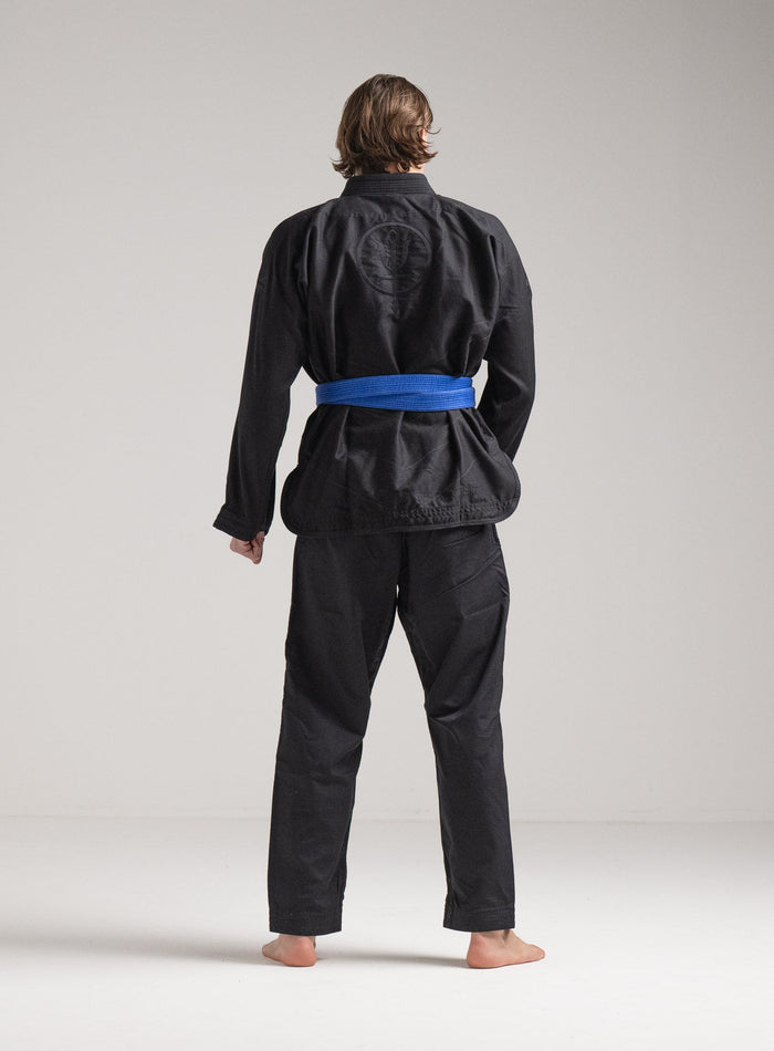 Angus Is 6ft 4" | Hem Studio Image Of Model Wearing Dbac Gi In Obsidian Black (SS Model)